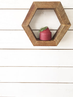 Reclaimed Wood Hexagon Shelf
