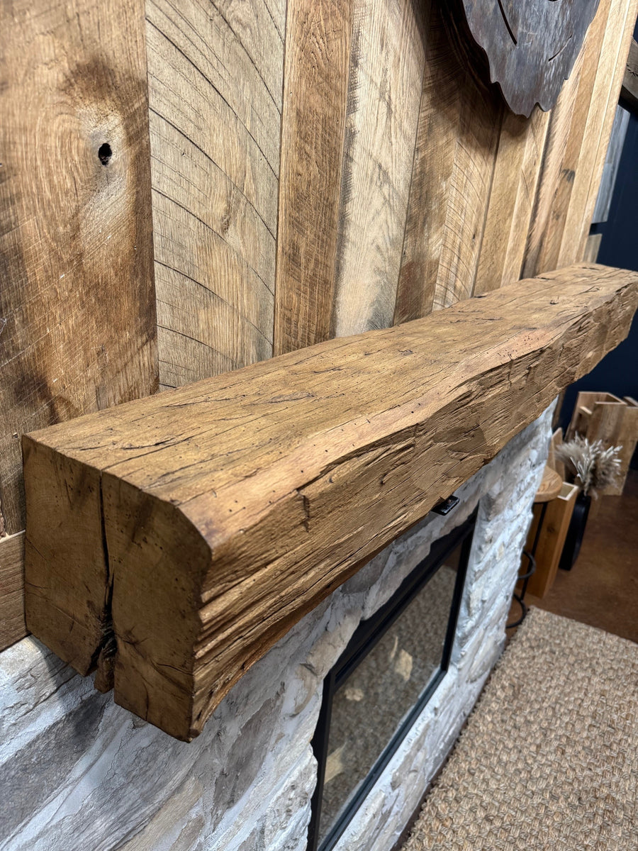 Hewn Hickory Mantel W/ Wax Finish