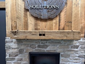 Hewn Oak Mantel- Metal Relic Detail