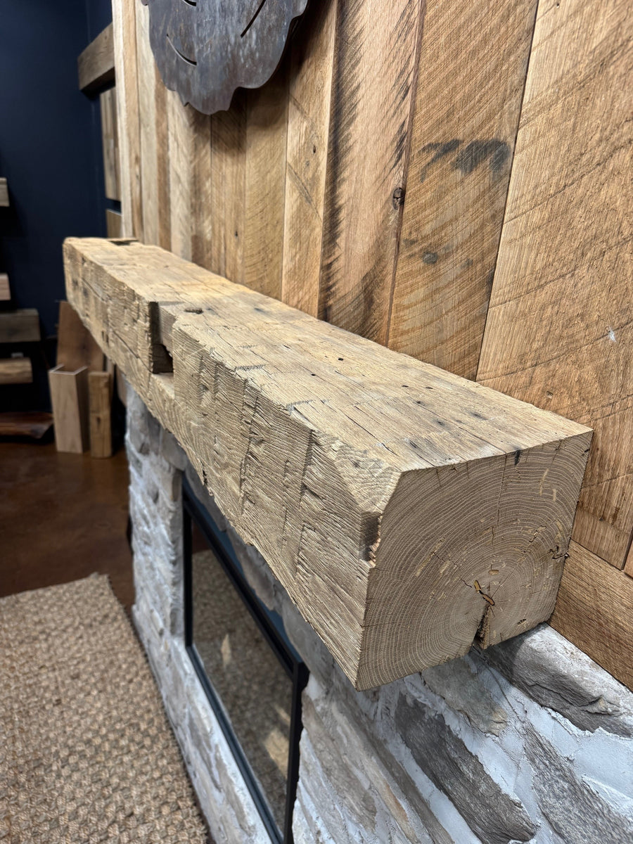 Hewn Oak Mantel W/ Milled Back