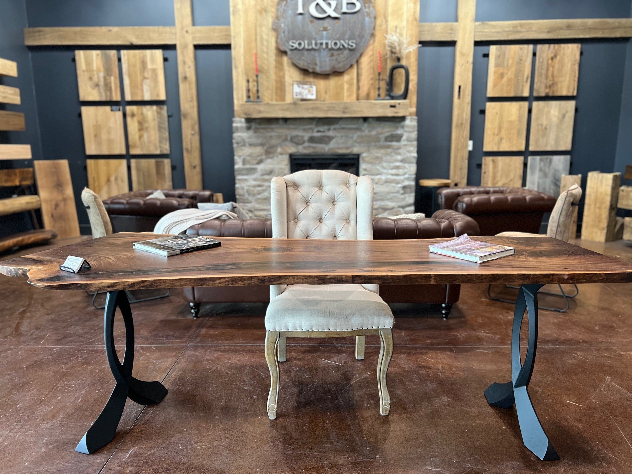 Live Edge Rustic Wood Table With Metal Legs Live Edge Walnut Desk