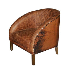 Leather Occasional Chair with Copper Back