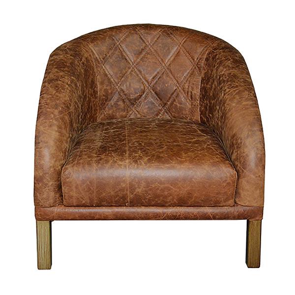 Leather Occasional Chair with Copper Back