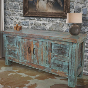 Creed Turquoise Two Door/ Four Drawer Console